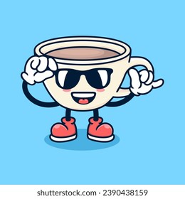 cartoon cute brown cup wearing sunglasses