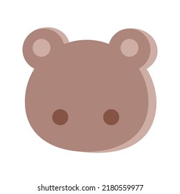 Cartoon cute brown teddy bear head face. Isolated on white background, flat design, vector, illustration, EPS10