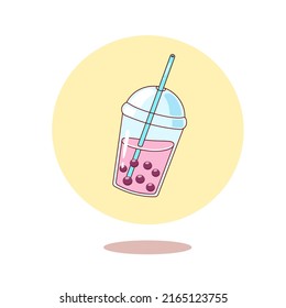 Cartoon cute bubble milk tea illustration