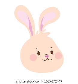 cartoon cute bunny face icon over white background, colorful design. vector illustration