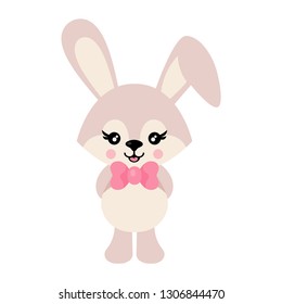 cartoon cute bunny with tie vector