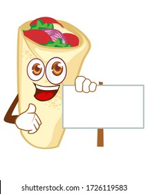 cartoon cute burrito food mascot in vector