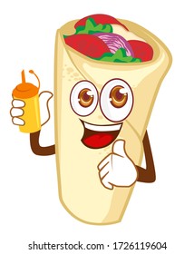 cartoon cute burrito food mascot in vector