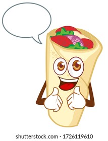 cartoon cute burrito food mascot in vector