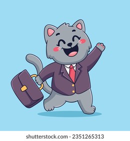 Cartoon cute business cat vector