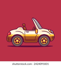 Cartoon cute car retro vehicle illustration 