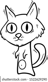 Cartoon cute cat with big eyes. Isolated on a white background. Vector illustration.
