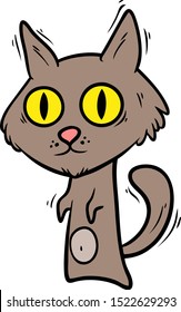 Cartoon cute cat with big eyes. Isolated on a white background. Vector illustration.