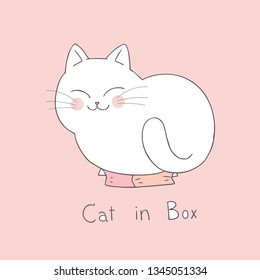 Cartoon cute cat in box vector.