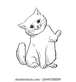 Cartoon of a cute cat character. Suitable for children’s books, stickers, or mascot use