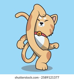 cartoon cute cat character who wants to kick
