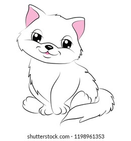 cartoon cute cat coloring page vector illustration