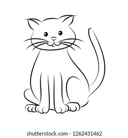 cartoon cute cat coloring page vector illustration  Cartoon adorable cute cat silhouette shapes coloring page vector icon illustration design logo