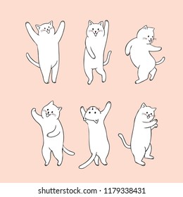 Cartoon cute cat dancing vector.