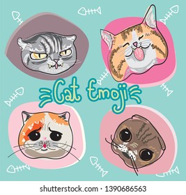 Cartoon cute Cat Emotion  Background Vector Image