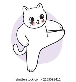 Caricatura lindo gato y vector de ejercicio.