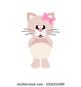 cartoon cute cat girl with bow