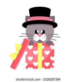 cartoon cute cat in hat gift 