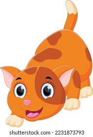Cartoon cute cat isolated on white background