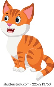 Cartoon cute cat isolated on white background