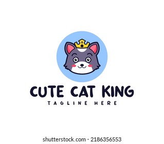 Caricatura diseño del logotipo del rey del gato lindo