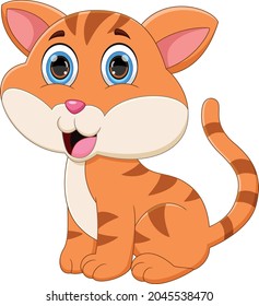 cartoon cute cat on white background