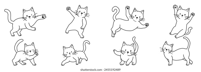 Cartoon cute cat pet cute hand drawn simple lines
