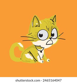 Cartoon cute cat pet cute hand drawn simple lines