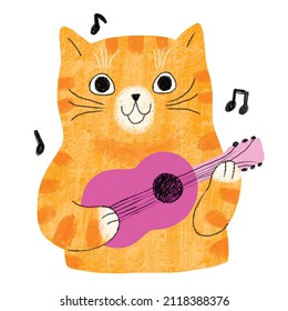 Cartoon Cute Cat Playing Guitar Vector Stock Vector Royalty Free Shutterstock