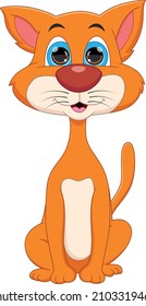 cartoon cute cat pose on white background