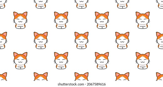 Cartoon cute cat seamless pattern background for design.