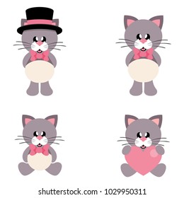 cartoon cute cat set