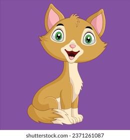 Cartoon cute cat sitting isolated 2 character design illustration