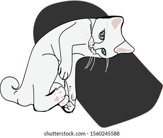 
Cartoon cute cat sleeping lonely vector