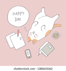 Cartoon süße Katze schlafend Vektor.