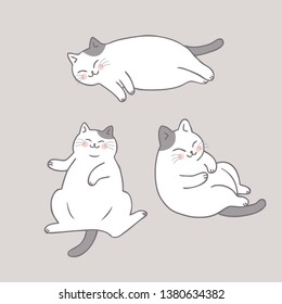 Cartoon cute cat sleeping vector.