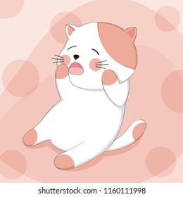 Cartoon cute cat sleepy sketch animal character. Vector illustration design.

