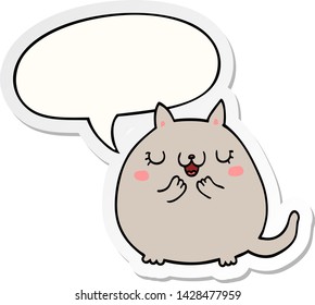 cartoon cute cat with speech bubble sticker