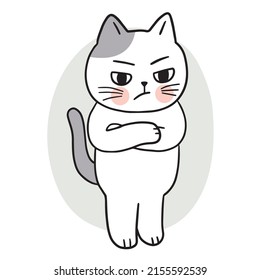 Cartoon cute cat thinking and boring vector.