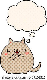 cartoon cute cat with thought bubble in comic book style