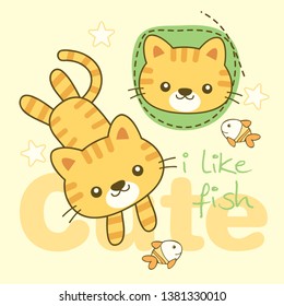 Cartoon cute cat vector design