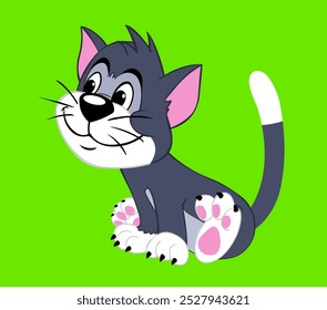 Vector lindo del gato de la historieta, gato que se sienta Vector, lindo, Kitty Ilustración