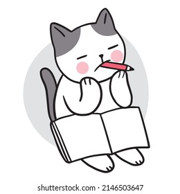 Caricatura lindo gato vector de escritura.