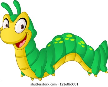 Cartoon cute Caterpillar. Vector illustration of funny happy animal.
