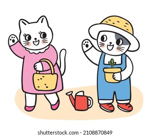 Cartoon cute cats greeting vector.