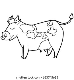 cartoon cute cattle or cow coloring page vector illustration
