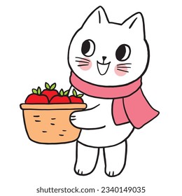 Cartoon cute character autumn cat vector.