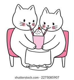 Cartoon cute character couple cats vector.