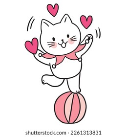 Cartoon cute character funny cat vector.