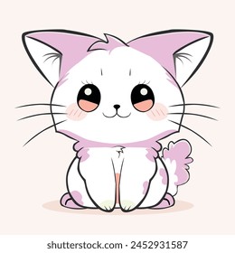 Cartoon, süß, Charakter, lustig, Illustration, Anime, Katze, Haustier, Kätzchen, glücklich, Tier, Kätzchen, Baby, liebenswert, Design, Kawaii, isoliert, Spaß, Orange, Kunst, Vektorgrafik, Urlaub, Doodle, Aufkleber, schön